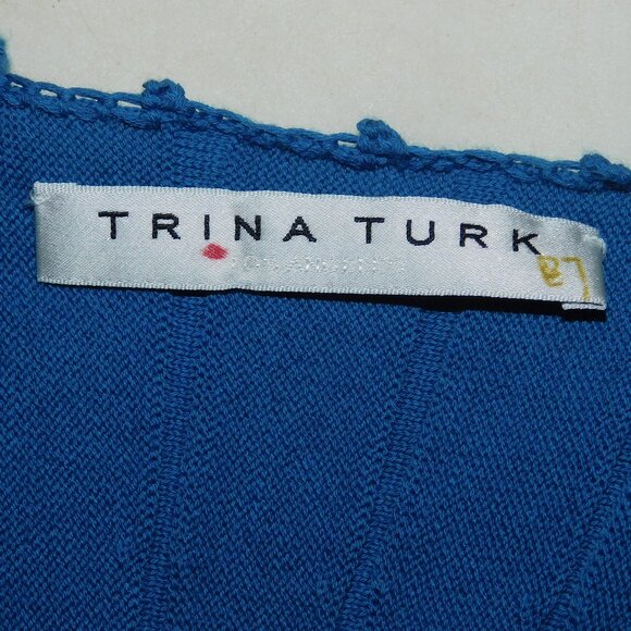 Trina Turk Ava Pleated Sweater Dress Dolan Sleeve Gorgeous Blue - Picture 8 of 8